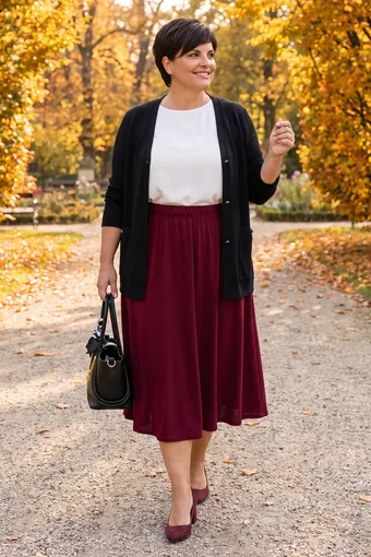 Fustă călduroasă vișinie, din material textil