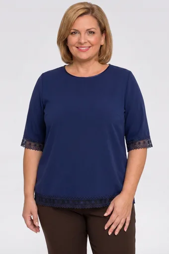 Bluză bleumarin cu dantelă