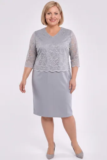 Rochie gri cu dantelă
