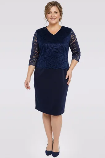 Rochie bleumarin cu dantelă