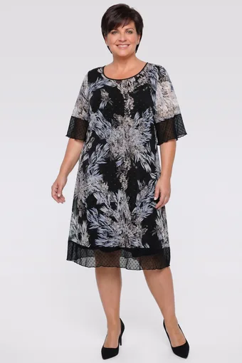 Rochie neagră cu modele bej