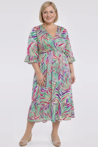 Rochie cu imprimeu verde și violet