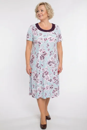 Rochie albastră cu flori roz