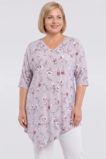 Tunică florală gri deschis