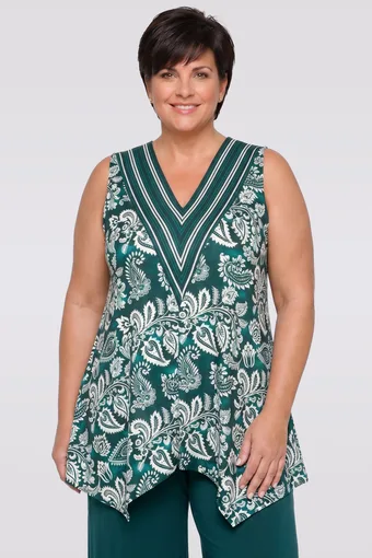 Tunică verde cu model bej
