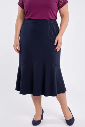 fustă midi bleumarin