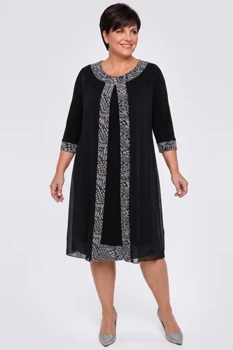 Rochie neagră cu model argintiu