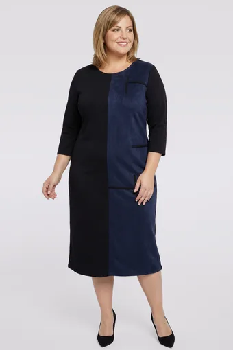 Rochie bleumarin în stil piele întoarsă