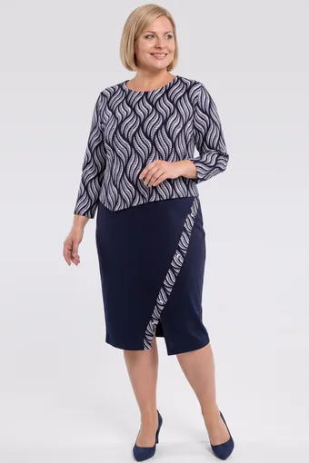 Rochie bleumarin cu frunze bleumarin pe partea de sus