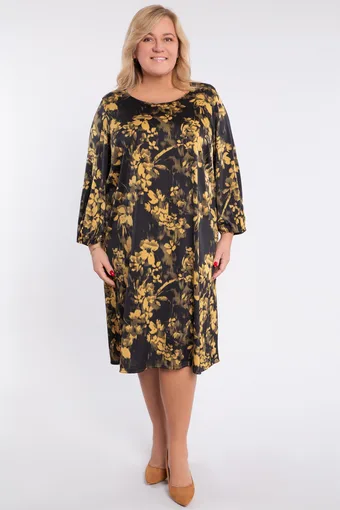 Rochie neagră cu flori galbene