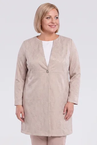 Palton bej cu model brodat