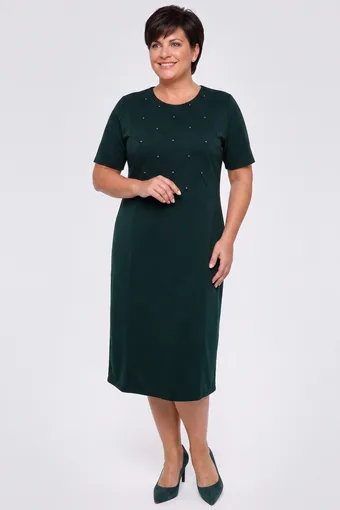 Rochie verde cu perle