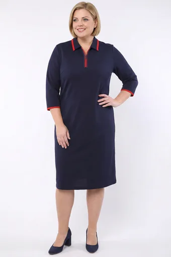 Rochie bleumarin cu fermoar roșu