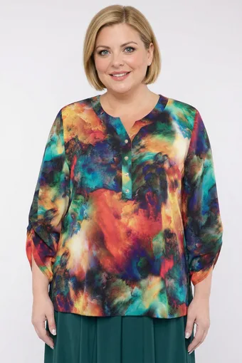 Bluză cu mânecă lungă și modele colorate