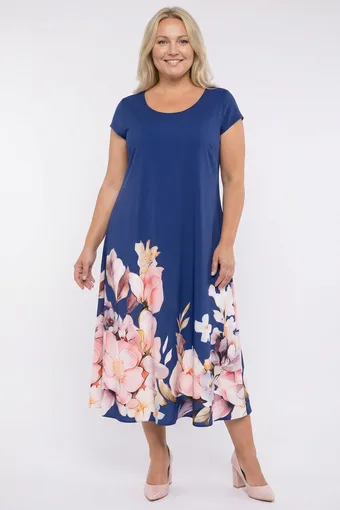 Rochie albastră cu flori mari