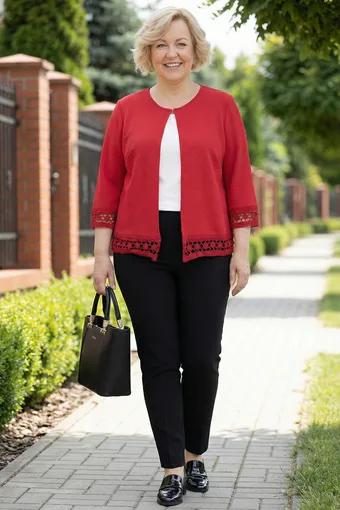 cardigan roșie cu broderie