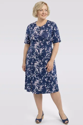 Rochie gri cu imprimeu floral