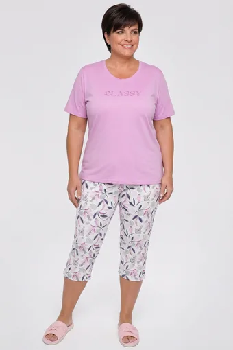 pijama roz închis cu imprimeu