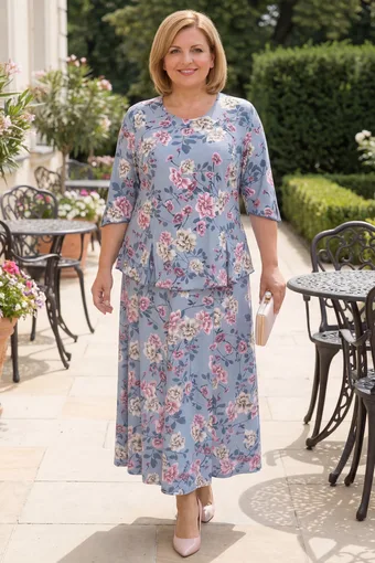 compleu floral albastru deschis