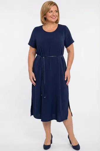 Rochie bleumarin cu curea