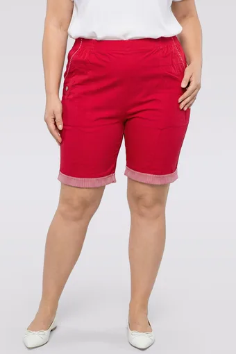 Pantaloni scurți roșii cu manșete în curele