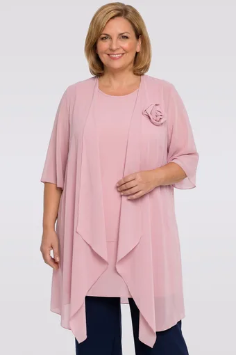 Tunică roz deschis cu un trandafir