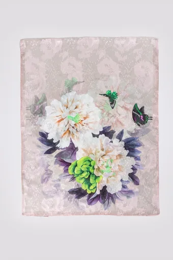 Eșarfă florală roz deschis