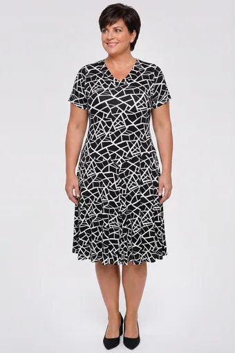 Rochie neagră cu modele albe
