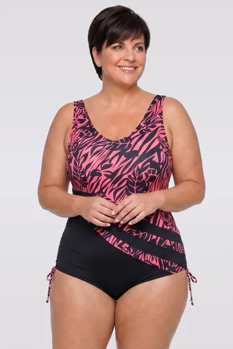 costum de baie de baie negru cu modele roz