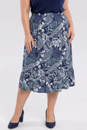 Fustă bleumarin cu model deschis
