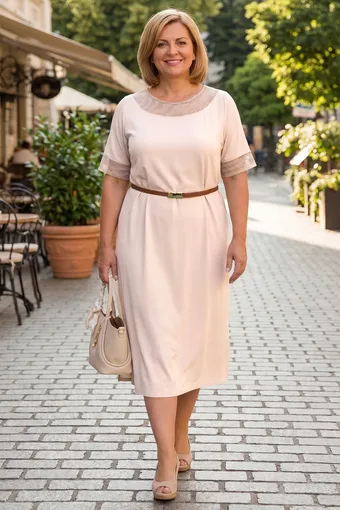 Rochie bej cu curea