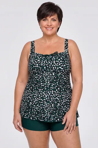 costum de baie verde cu imprimeu leopard alb-negru