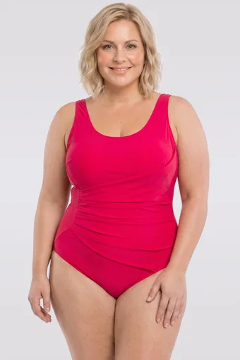 costum de baie roz cu volane