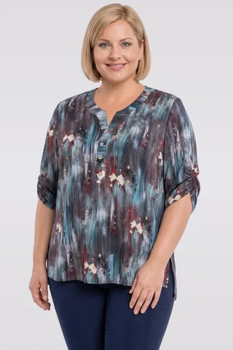 Bluză cu modele gri și albastre