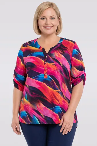 Bluză colorată cu modele închise la culoare