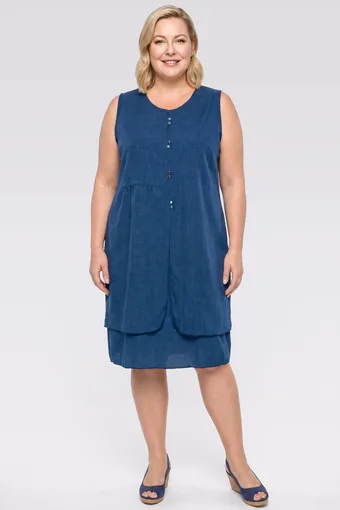 Rochie albastră cu nasturi