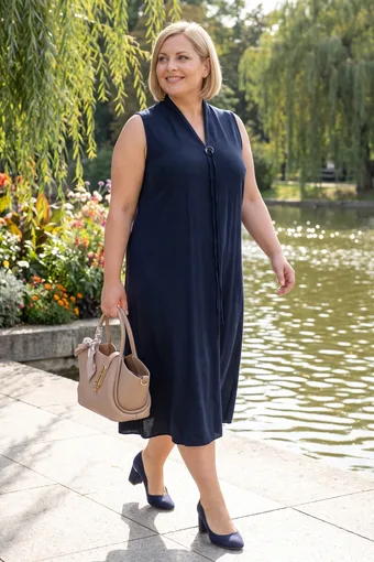 Rochie bleumarin fără mâneci