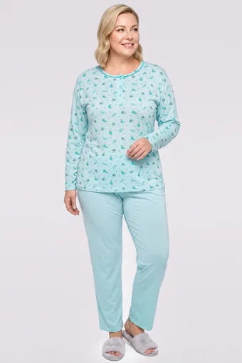 pijama menta cu o bluză florală