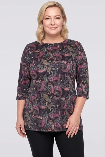 Tunică călduroasă cu buzunare, modele roz și verzi