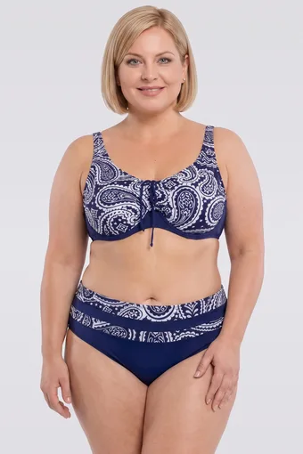 Costum bleumarin din două piese cu model alb