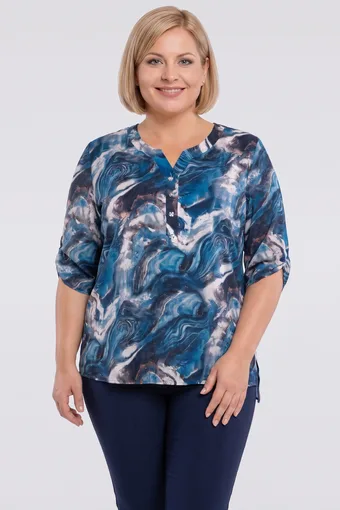Bluză cu modele gri și albastre