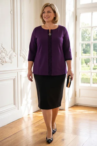 Bluză mov cu inserții cu model mov