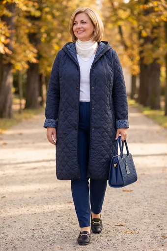 palton bleumarin cu căptușeală cu model
