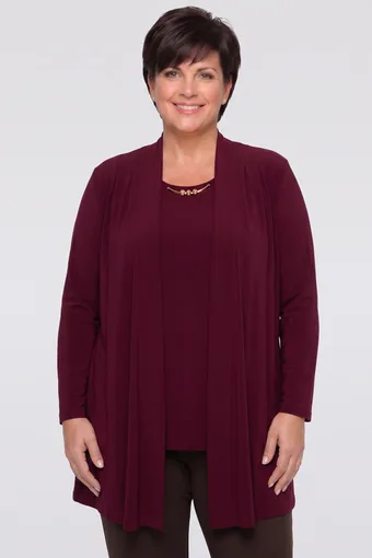 Tunică vișinie cu cardigan