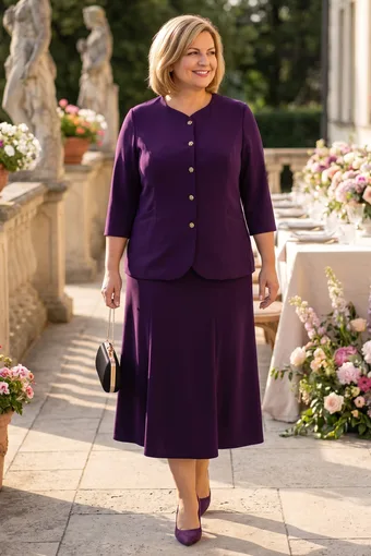 compleu violet cu nasturi aurii