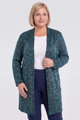 Cardigan gri și turcoaz cu strălucire