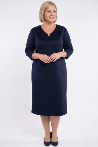 Rochie bleumarin cu flori în relief