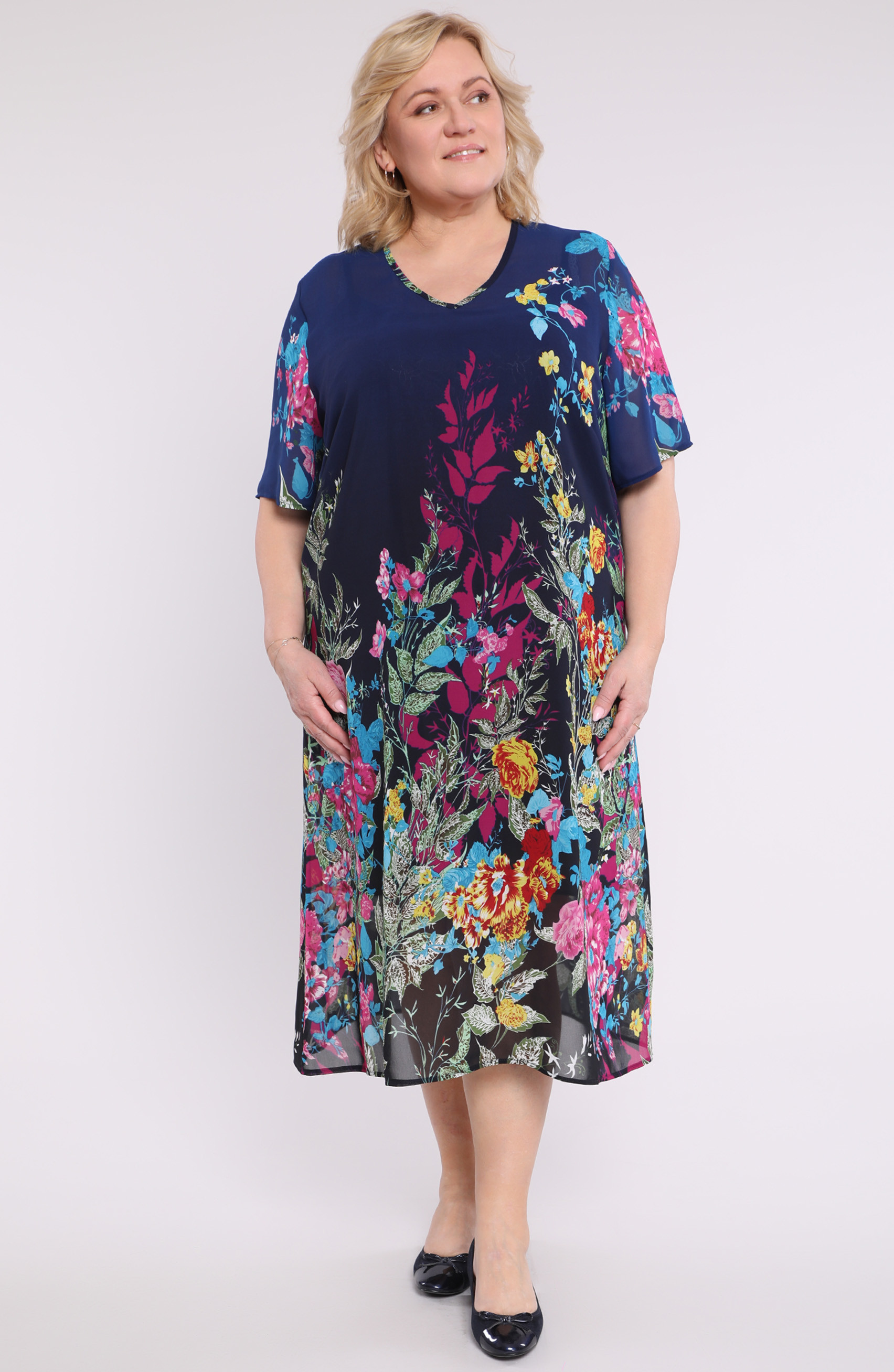 Rochie din sifon de padure inflorita