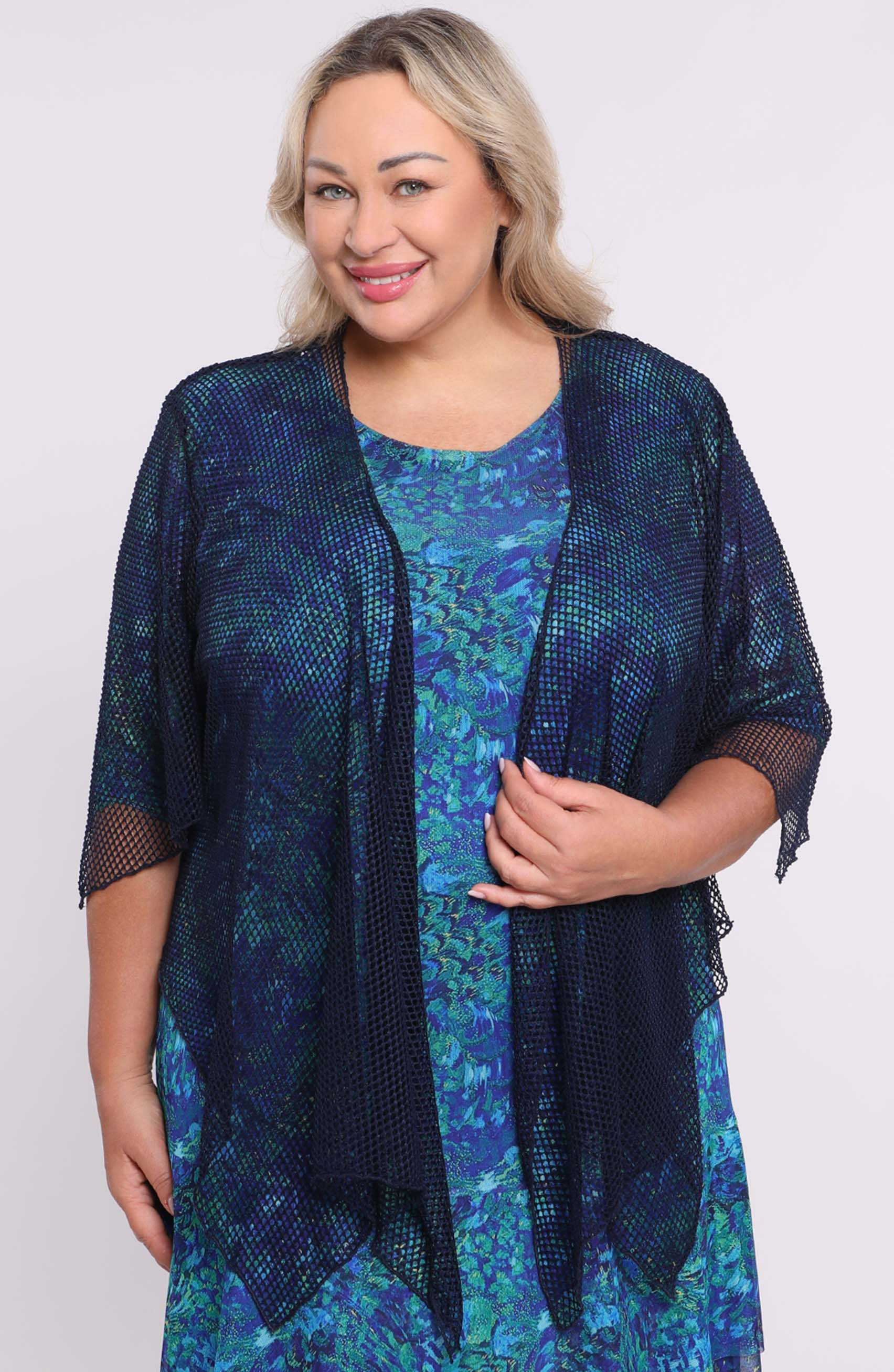Pelerină bleumarin cu model fagure de miere