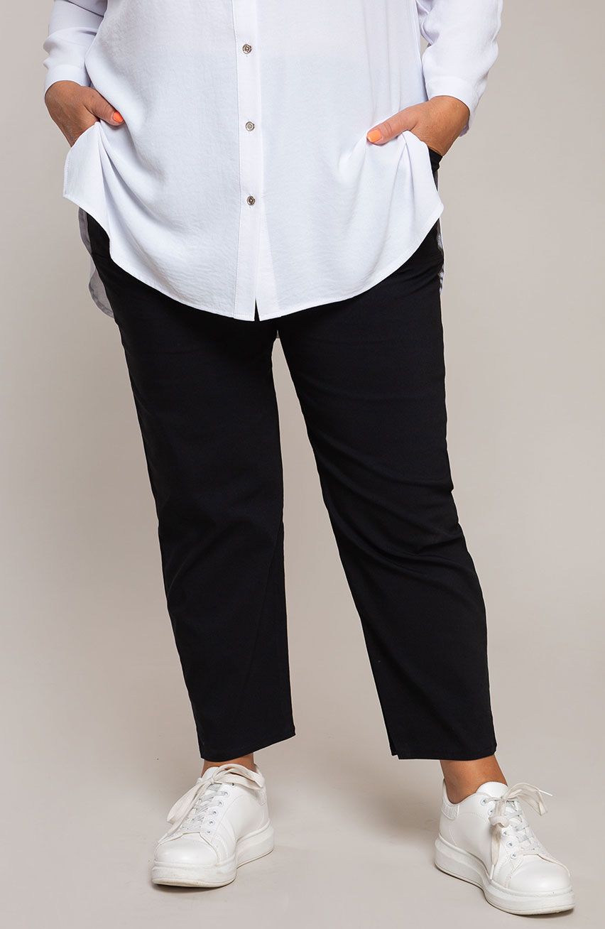 Pantaloni elastici negri din bumbac